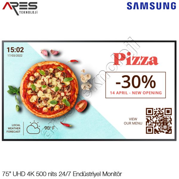 Samsung QM75C 75″ 4K UHD 24/7 Endüstriyel Monitör