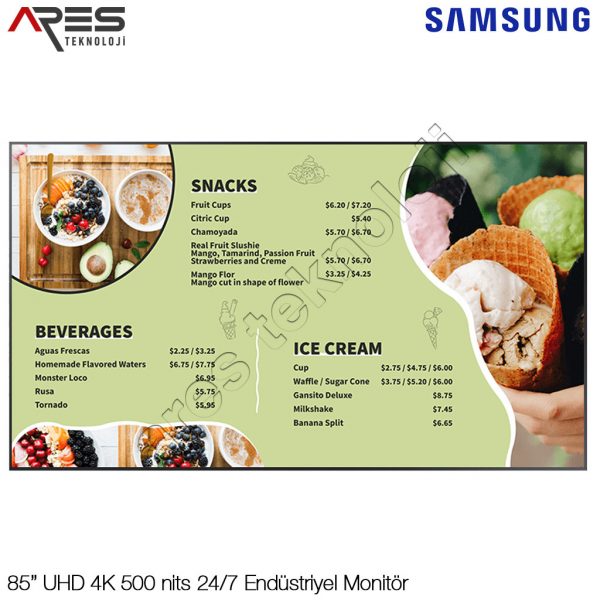 Samsung QM85R 85″ 4K UHD 24/7 Endüstriyel Monitör