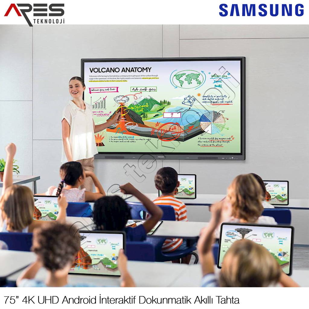 Samsung WA75C 75 inç 4K UHD Android interaktif Akıllı Tahta-LH75WACWLGCXUE - Görsel 3